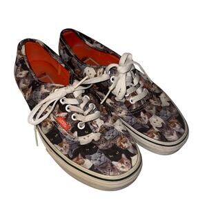 VANS all over cat print lace up skateboard sneakers 8